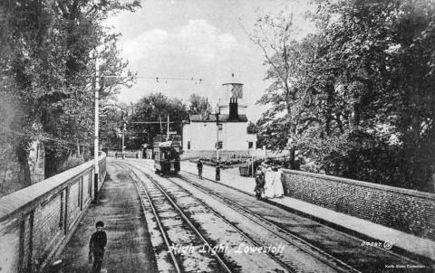 Tram by the High Light at Lowestoft, c.1905: