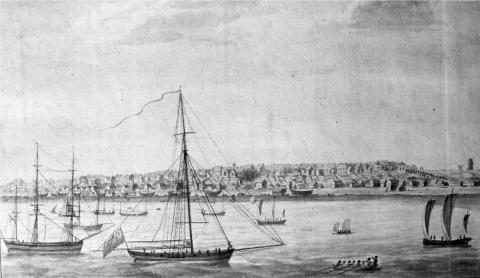 1780s ink-and-wash view of Lowestoft from the sea, by Richard Powles, with Revenue Cutter “Argus” very much to the fore. To be found in the Isaac Gillingwater collection of illustrations (c. 1807) - Suffolk Archives (Ipswich), 193/2/1.
