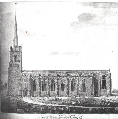 St.Margaret’s Church southern aspect, captured by Richard Powles in his ink-and-wash study of 1785. His meticulous attention to detail gives a real sense of the building’s architectural splendour and quality of construction. Image taken from the Isaac Gillingwater collection of local illustrations (c, 1807) - Suffolk Archives (Ipswich), Acc. No. 193/2/1.